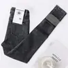 Calça Jeans Feminina de Cintura Alta com Forro de Fleece, Nova Calça Lápis Espessa Slim-Fit para Outono e Inverno, Calça Skinny Curta Elástica Justa