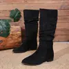 Botas apiladas color marrón caqui vintage estilo francés, botas de vaquero occidentales, botas altas primavera y otoño 2026, botas de mujer, botas largas estilo coreano