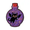 Set de Broches de Gato Negro Estilo Magia Oscura Accesorios de Pines de Dibujos Animados de Pociones Misteriosas Insignias Decorativas Versátiles
