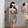 Roupa Íntima Sexy Feminina Sexy Boate Brilhante Diamante Alça Vestido de Noite Puro Desejo Paixão Tentação Tamanho Grande Conjunto Uniforme Cabelo Feminino