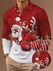 Impresión Digital 3D Navidad Papá Noel Árbol de Navidad para Hombre Clásico Cuello Camisero Casual Cómodo Manga Larga POLO