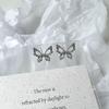 Pendientes de Plata S925 con Aguja, Estilo Hada Súper, Mariposa Hueca con Circonita, Pendientes Pequeños Estilo Chanel, Suministro de Puesto de Joyería Pequeña de Yiwu
