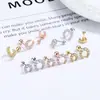 Pendientes de Hilo de Diamante de Luna de Plata de Ley 925 para Mujer, Estilo Ins, Combinan con Todo, Cierre de Rosca, Clavo de Hélice para Cartílago de Oreja, Accesorios de Moda para Oreja