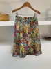 Falda de Verano Elástica en la Cintura, Corte A, Doble Capa con Estampado Floral, Longitud Media, Fresca, Casual, Fluida, Cómoda, Adelgazante, para Mujer 2026