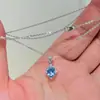 [O Sonho da Cinderela] Colar com Pingente Azul Francês Zircônia Luxo Leve Feminino Joias de Nicho Atacado