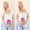 Estilo Nuevo Europeo y Americano Ropa de Maternidad Tallas Grandes Camiseta de Maternidad de Manga Corta para Mujer Top Casual de Cuello Redondo