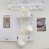 Meias de Cano Médio Estilo Ballet para Mulheres com Laço Doce, Verão Finas com Acabamento de Renda, Meias Folgadas Cinzas Estilo Coreano Ins