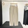 Calças Cropped Elásticas de Algodão Masculinas e Femininas Calças Longas Casuais 25 Outono Inicial Novo Calças Retas Elásticas 479134