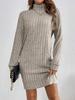 Sitio Independiente Transfronterizo Europeo y Americano Otoño e Invierno Nuevo Vestido de Punto Casual de Moda para Mujer Holgado Color Sólido Cuello Alto Manga Larga
