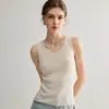 Camiseta Básica Cuello en U Lana Pura Estilo Nuevo Color Sólido Importada Punto de Primavera Camisola Negra