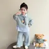 Conjunto de Sudadera Estilo Preppy para Niñas Primavera 2026 Nuevo Conjunto de Dos Piezas con Pantalones Anchos Casuales para Niños Ropa de Bebé para Primavera y Otoño