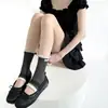 Diseño Primaveral y Estival Inspirado en Encaje Dulce Parche de Letra Serie Miu Calcetines Cortos Grises Algodón Liso Calcetines de Media Caña Caídos