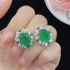 Com simulação de algodão e turmalina esmeralda diamante completo luxo palácio abertura anel temperamento feminino pingente brincos de pino terno