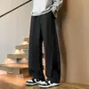 2026 Nuevo Otoño Estilo Hong Kong de Moda Diseño Patchwork Elásticos Casual Pantalones de Traje Pantalones Rectos Pantalones Holgados para Hombre