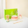 Juego de Té Matcha Rústico Estilo Japonés con Pintura de Paisaje, Tazón de Matcha con Pico, Batidor de Té de Cerámica, Juego de 8 Piezas en Caja de Regalo para Envío Transfronterizo