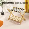 Prateleira de Armazenamento Dobrável para Casa, Prateleira de Armazenamento de Bagagem para Hotel, Porta-Bagagem de Bambu de Camada Dupla
