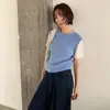 6UP Suéter Texturizado Nuevo Estilo Coreano Cuello Redondo Falso Dos Piezas para Mujer Primavera 2026 Guangzhou Línea 13 Minimalista Versátil 60062