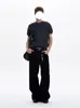 Cuello tipo Henry manga corta retro americano manga corta hombro normal tejido estilo cleanfit top para hombre para ir al trabajo casual camiseta
