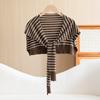 Versátil Ropa Exterior de Otoño e Invierno en Capas Estilo Retro Protector de Cuello Chaleco Estilo Universitario Chal Rayado Versátil Bufanda Pequeña Cuello Falso