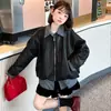 Chaqueta pequeña única y hermosa para niñas, nuevo modelo 2026, estilo primavera y otoño para niños mayores, chaqueta de cuero moderna y genial, top falso de dos piezas para niñas