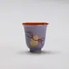Taza de Té Roja Alumbre con Bloques de Color Hibisco Morado de las Dinastías Tang y Song, Taza de Degustación Tradicional Forma de Calabaza con Incrustaciones de Oro y Plata, Taza Individual Dorada Pintada para el Hogar