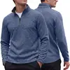 Suéter de malha masculino com zíper parcial e gola alta estilo americano para exportação AliExpress, mistura de fios TK de qualidade de exportação, elástico, moletom de manga longa plus size