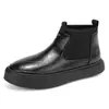 Botas Martin Masculinas Outono Inverno Novo Preto Resistente à Sujeira Clássicas Versáteis Chelsea Slip-on Cano Alto Tendência Botas de Couro