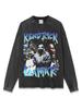 Camiseta de Manga Curta Estampada Cross-Border Retro Hip-Hop Kung Fu Kenny Kendrick High Street Pesada Gola Redonda Moletom com Capuz