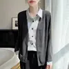 Camisa de Manga Larga Falsa de Dos Piezas a la Moda para Mujer 2026 Primavera Otoño Nuevo Estilo Chic Talla Grande Top Camiseta Ropa Exterior Camisa Base