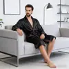 Elegante Bata de Dormir de Seda para Hombre, Kimono de Verano Delgado de Manga Larga, Ligera, Talla Grande, Suave y Transpirable para Dormir en Casa