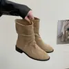 Botas Retro Plisadas Apiladas para Mujer 2026 Otoño/Invierno Nuevas Llegadas Meilade Botines de Tacón Grueso Gamuza Versátiles Cómodas Botas de Montar