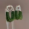Nuevo Modelo 2025 Pendientes de Estilo Chino con Perlas Verdes y Borlas, Mismo Estilo que Liu Yifei, Estilo Nacional, Lujo Ligero, Nicho, Pendientes de Gama Alta