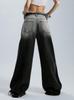 Jeans Retro Americanos con Cintura Cepillada y Degradado, Diseño Versátil y Moderno, Pantalones Rectos de Pierna Ancha para Mujer