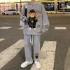 Traje de Waffle para Hombre Primavera y Otoño Casual Holgado Talla Grande Pantalones Deportivos Tendencia Ins Conjunto de Dos Piezas Sudadera y Pantalones de Chándal