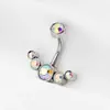 Atacado de fábrica explosões transfronteiriças piercing de umbigo rosca interna alto Europeu e Americano zircônia multicolorida argola de umbigo joia de piercing personalização
