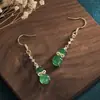 Pendientes de calcedonia con forma de calabaza estilo chino para mujer, nuevos pendientes estilo chino Hanfu, cheongsam, falda de cara de caballo, ganchos de oreja con borlas, elegantes y versátiles