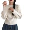 Suéter de cor sólida das mulheres 2024 novo outono e inverno cintura alta cintura curta moda alta textura malha das mulheres