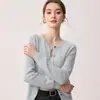 Cárdigan 100% Cachemir Puro para Mujer Cuello Redondo Manga Larga Tejido Versátil Estilo Coreano Suéter de Estilo Suave Suéter de Cachemir Ropa de Abrigo