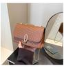 Texted Commuter Cor sólida Tecido 2025 Nova moda primavera Corrente Cor sólida Simples Ombro Crossbody Pequena bolsa quadrada feminina