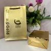 Bolsa de Papelão Dourada Loja de Roupas Loja de Óculos Bolsa de Ombro Bolsa de Papel Festival do Meio Outono Bolsa de Presente de Natal Estoque Pronto de Alta Qualidade
