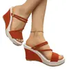 Sandalias de cuña de talla grande para mujer, comercio exterior transfronterizo, nuevo modelo de verano 2026, estilo europeo y americano, sandalias de moda casual de doble uso