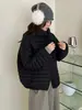 Chamarra de Plumas Acolchada para Mujer Corta Cuello Alto 2026 Otoño Invierno Estilo Coreano Cordón Ligera Petite 90 Chamarra de Plumas de Pato Blanca