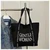 Bolsa de lona com estampa de letras grandes estilo coreano, nova tendência 2025, bolsa tote casual texturizada para o dia a dia