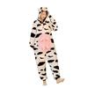 Pijama de Flanela Novo para Halloween, Desenho de Vaca e Animal, Peça Única, Roupas de Casa para Casal, Lote Misto