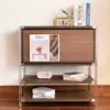 Estantería para Libros con Puerta abatible Acero Inoxidable Estilo Bauhaus Sala de Estar Estante de Almacenamiento de Ranura Estrecha Gabinete para Cafetera Gabinete de Almacenamiento Almacenamiento