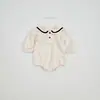 2026 Otoño Estilo Coreano Ins Nuevo Mono con Cuello de Muñeca de Manga Larga Mono de Manga Abullonada Traje para Gatear