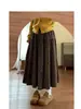 Falda de mujer estilo japonés vintage con estampado floral para otoño e invierno, falda de paraguas línea A, adelgazante y favorecedora, falda de lana de longitud media
