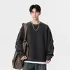 Moletom Pengyun Masculino Novo Primavera e Outono Gola Redonda para Homens, Estilo Americano Caimento Solto, Microtextura Moderna, Top Masculino Estilo Old Money