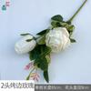 Rosa redonda de borde tostado de 7 cabezas rosa redonda de borde tostado de 2 cabezas comercio exterior mayoreo flor artificial decoración de ventana para el hogar flor de seda
