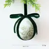 Bola de Navidad de tela transfronteriza de 8 cm, bola envuelta, decoración para árbol de Navidad, adorno navideño con lazo para crear ambiente, pequeño adorno colgante